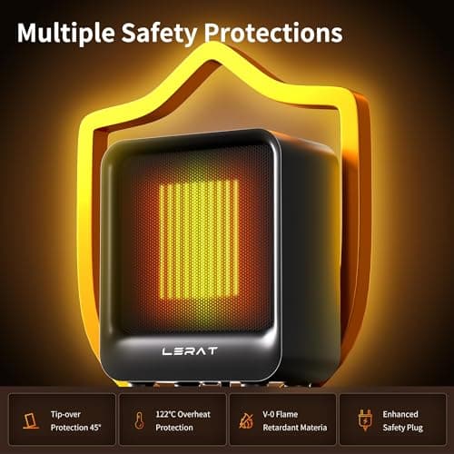 Lerat Mini Space Heater, 500W Quiet Electric Heaters for Indoor Use, Safe PTC Ceramic Desk Heater with Tip-Over & Overheat Protection, Small Portable Personal Fast Heating for Office Home — view 2