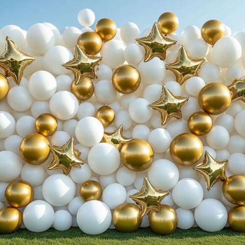 RUBFAC White Balloons 129pcs Different Sizes 18 12 10 5 Inch for Garland Arch, Latex Balloon for Engagement Wedding Anniversary Birthday Party Baby Shower Decoration — view 5