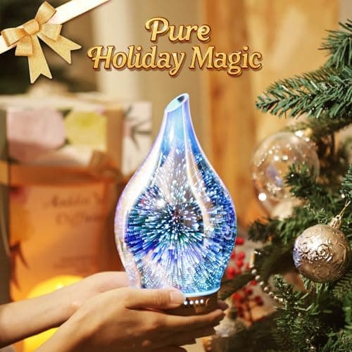 Porsme Essential Oil Diffuser 3D Glass Aromatherapy Ultrasonic Humidifier Auto Shut-Off Timer Setting BPA Free for Home Hotel Yoga Leisure SPA Gift 150ml Last 6 Hours — view 5