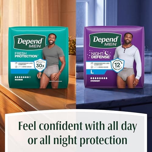 Depend Fresh Protection Adult Diapers, Incontinence Underwear for Men, Disposable, Maximum, Small/Medium, Grey, 19 Count, Packaging May Vary — view 7