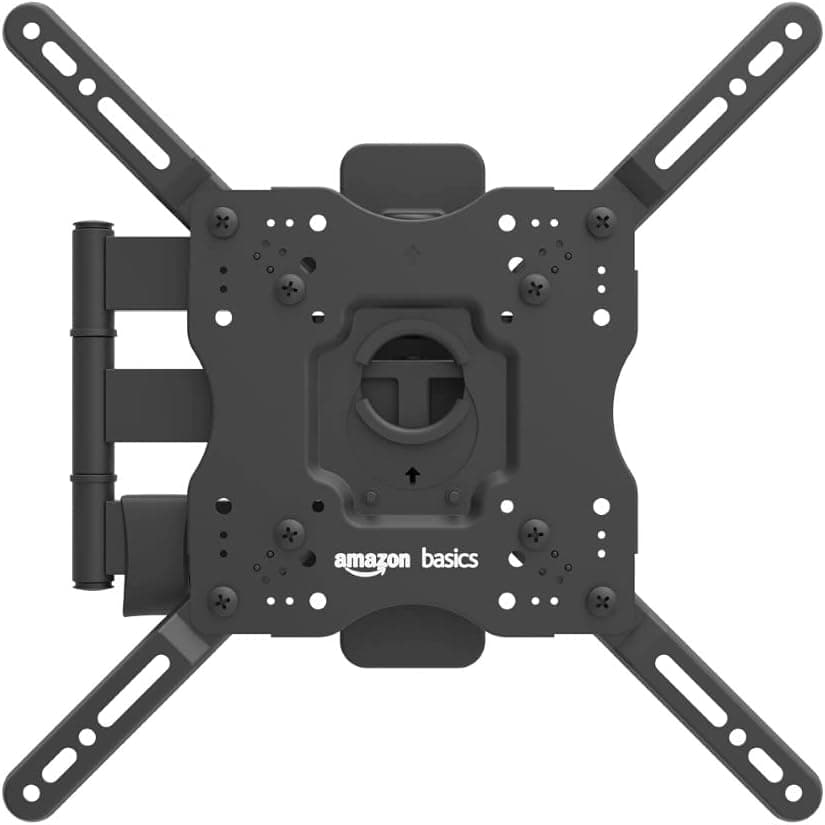 Amazon Basics Full Motion Articulating TV Wall Mount, with Swivel and Tilt, for 26" to 55" TVs and Flat Panels up to 80 Lbs, VESA Compatible, Single Stud, Black — view 4