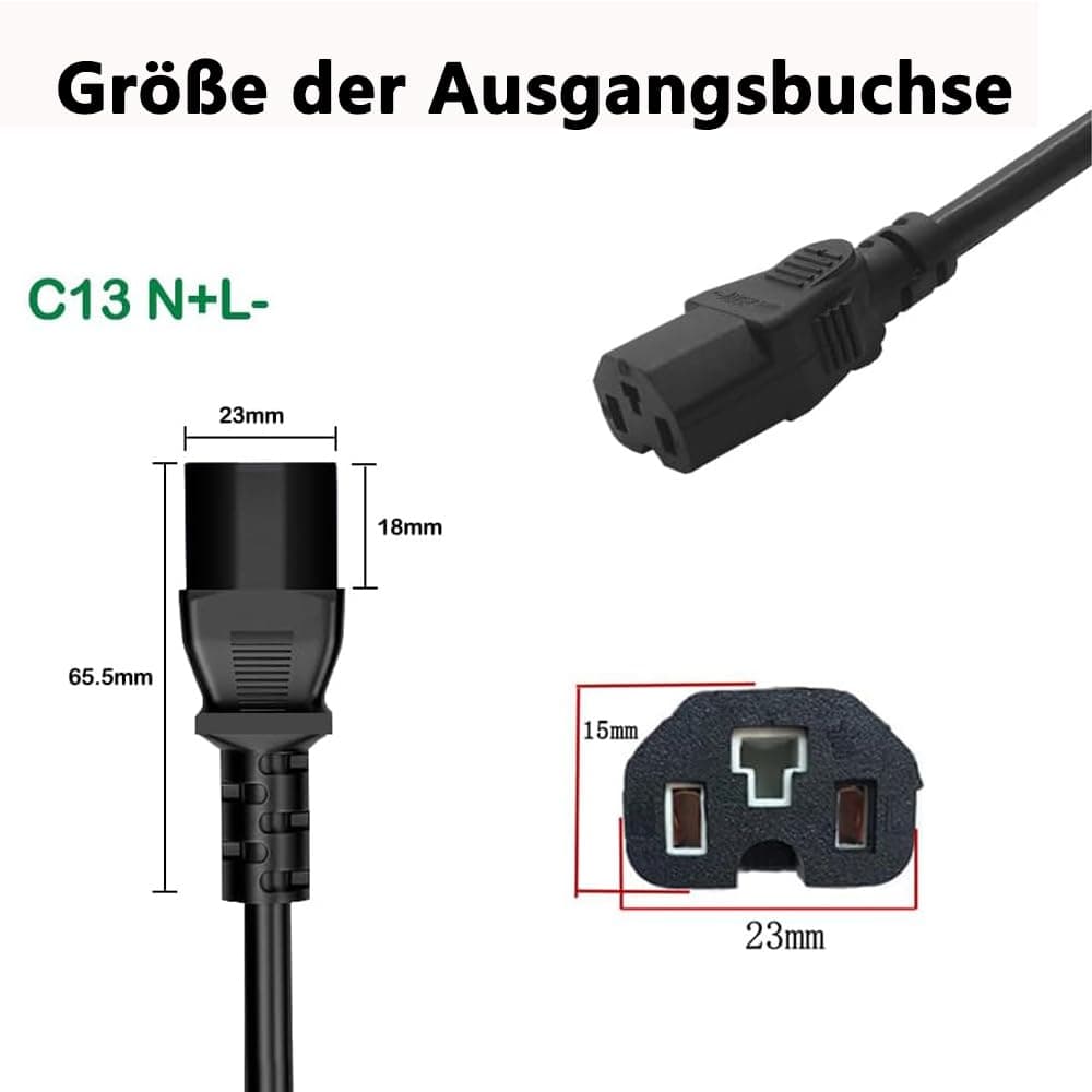 QDD Cargador 71.4V 8A para batería Li-ION 60V, carcasa de aluminio negro, salida CC, conector C13N+L-, compatible con baterías de litio 17S 60V — view 4