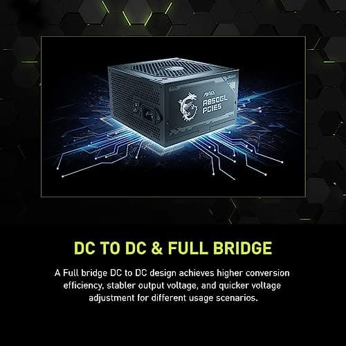 MSI MAG A850GL PCIE5, Fully Modular Compact Gaming 850W Power Supply, 80+ Gold, ATX 3.1 & PCIe 5.1 Ready, Native Dual-Color 12V-2x6 Cable, 10 Year Warranty — view 7