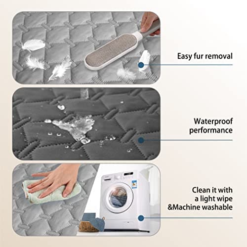 gogobunny 3X Stronger Waterproof Pet Blanket, Scratch Proof Furniture Protector for Dogs Cats, Reversible Cover 30x70 Inch, Dark Grey/Light Grey — view 7