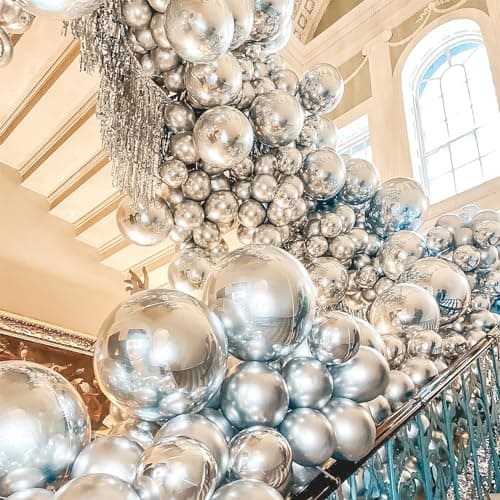 PartyWoo Metallic Silver Balloons, 50 pcs 12 Inch Silver Metallic Balloons, Silver Balloons for Balloon Garland or Arch as Wedding Decorations, Birthday Decorations, Party Decorations, Silver-G102 — view 3