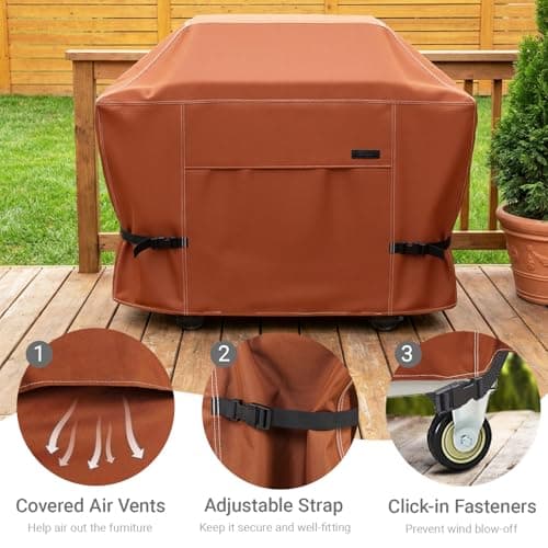 NettyPro Grill Cover Heavy Duty Waterproof 72 inch, Outdoor 3-5 Burners Gas BBQ Cover for Outside Weber, Char-Broil, Brinkmann, Nexgrill Large Barbecue, Black — view 5