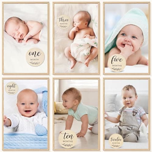 Baby Monthly Milestone Cards,7 Pack Double Side Announcement Sign, The Perfect Newborn Photography Props to Document Your Baby´S Growth, Wooden Hello World Sign, Light Wood — view 5