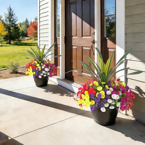 INXUGAO Artificial Flowers for Spring Outdoors Fake Plants Outside, 13 Bundles Silk Morning Glory with Eucalyptus UV Resistant Realistic Faux Flowers for Porch Planter Garden Patio Decor (Six Mixed) — view 5