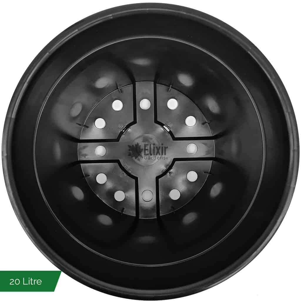 Elixir Gardens Round Black Recycled Plastic Garden Plant/Shrub/Flower Pots with Reinforced Rim | Various sizes (1 to 60 litres) & various quantities available (from 2 to 1000) 20L x 2 — view 3