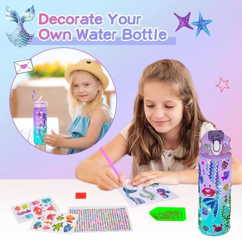 Cherry Tale Mermaid Toys Gifts for Girls 4-6 7 8 9 10 Years Old, Girls Birthday Gifts Set with Light Up Star Pillow Diary Plush DIY Water Bottle Kits, for Daughter Niece Christmas — view 4