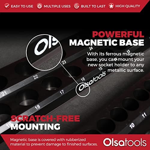 Olsa Tools Magnetic Socket Organizer - 3 Piece Socket Holder Kit - 1/2-Inch - 3/8-Inch - 1/4-Inch Drive - Metric - Black - Holds 75 Sockets - Professional-Grade - Part: 1151 — view 3