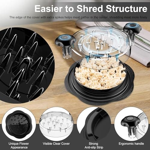 SURETIVIAN Chicken Shredder Tool Twist Large Chicken Breast Shredder with Brush&Fork, Visible Meat Shredder Machine, Strong Anti-Slip Strip, Ergonomic Handle, BPA Free, Suitable for Pork Beef Chicken — view 2