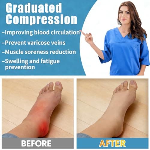 Sooverki Copper Compression Socks for Men & Women 8 Pack 15-20mmHg - Knee High Stockings Best Support for Running Athletic Work Travel Black Wide Calf Nylon plain gifts medias — view 4