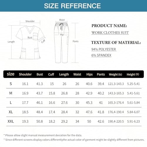 VIAOLI Scrubs Set Multiple pockets V-Neck Top and Drawstring Scrub Pant - Medical Uniform Women Scrub Set Clearance, Caribbean Blue, Medium — view 6