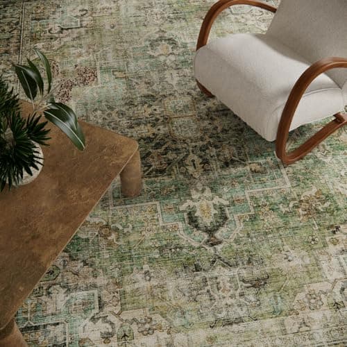 6x9 Area Rugs for Living Room: Washable Bedroom Rug Boho Vintage Rugs Stain Resistant Non Slip Low Pile Soft Lightweight Carpet for Kitchen Dining Room Farmhouse Nursery Kids Room — view 3