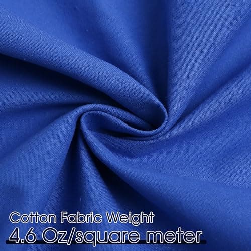 FFPDYBEST Royal Blue Cotton Fabric, Natural 100% Cotton Poplin Fabric by The Yard 59 Inches Wide Lining Fabric for Sewing Apparel Cloth Soft Embroidery Quilting, 1 Yard