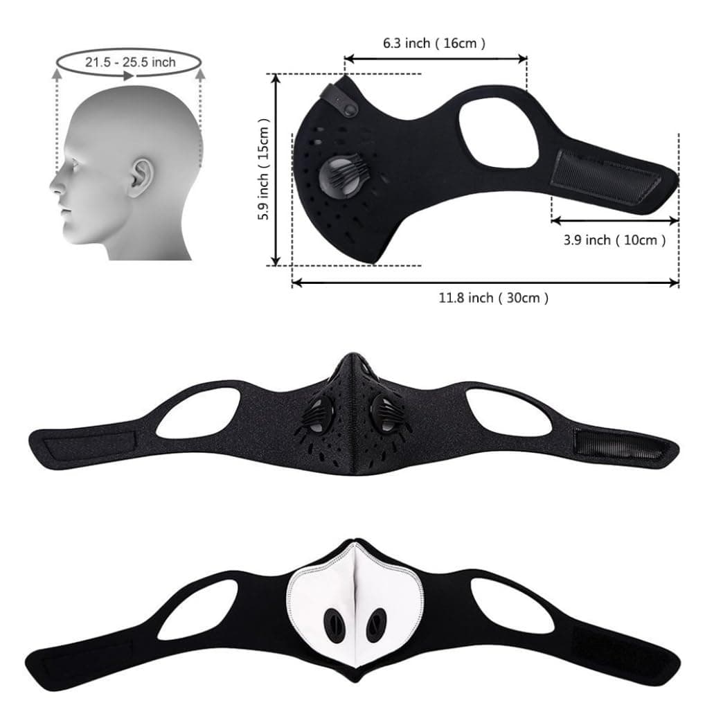 Mascarilla Respiratoria, Máscara De Polvo De Carbón Activado Contaminación Alérgenos Antipolen Filtrado De Gases De Escape Facial para Correr Ciclismo Actividades Al Aire Libre Mantener Calient — view 2