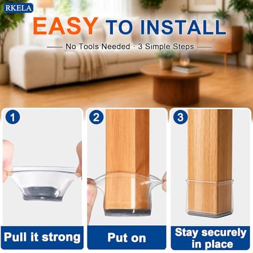 Chair Leg Floor Protectors, 24 Pack Square Furniture Pads for Hardwood Floors, Silicone Chair Leg Caps with Felt Pads, Anti-Scratch Reduce Noise, Fit (1-1/16" to 1-5/8") — view 4