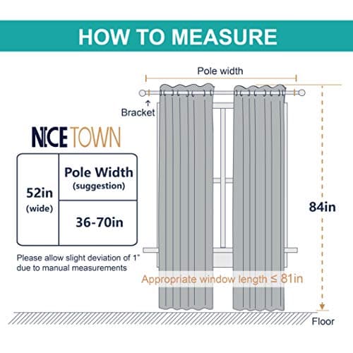 NICETOWN Blackout Curtains 2 Panels - Thermal Insulated Curtains 84 Inch Long,Room Darkening Grommet Curtains for Bedroom Living Room Windows (52 by 84 Inches,Grey,Set of 2) — view 7
