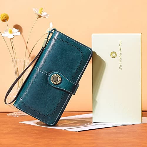 SENDEFN Wallets for Women Leather Credit Card Holder with RFID Blocking Large Capacity Wristlet — view 6