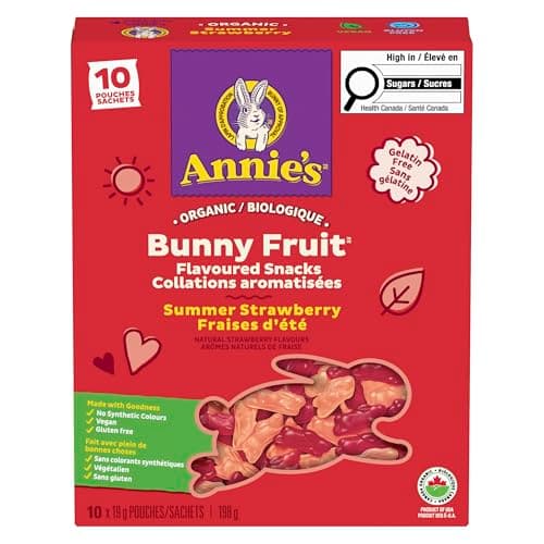 ANNIE'S - FAMILY PACK - Organic Fruit Flavoured Snacks Strawberry, Pack of 10 Pouches, Natural Strawberry Flavours, No Synthetic Colours, Gelatin Free, Gluten Free, Vegan, Snacks — view 9