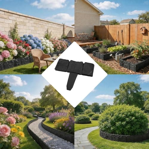 30/40 Pcs Garden Edging Border, Plastic Stone Effect 24/32ft Landscape/Lawn Edging Garden Decor Fence for Garden Lawn Landscape Flower Bed Patios DIY Yard No Dig (30, Black) — view 2