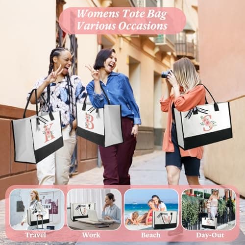 Birthday Gifts for Women Mothers Day Gifts for Mom Wife Grandma Daughter Sister Teacher Bridesmaid Gifts Tote Bag and Makeup Bag C — view 4