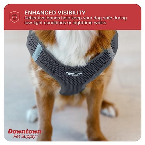 Downtown Pet Supply - Dog Harness for Small Dogs No-Pull - Step in Dog Harness - Padded Mesh Fabric Dog Vest with Reflective Trim, Velcro and Buckle Straps - Charcoal - S — view 7