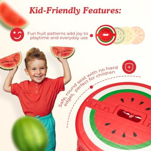 ACSTEP 9 Inch Folding Step Stool for Kids, Sturdy Collapsible Step Stool Foldable Up to 300 lbs for Toddlers, Non Slip Foot Stools with Handle for Kitchen, Bathroom, Bedroom, Outdoor, Watermelon Red — view 5