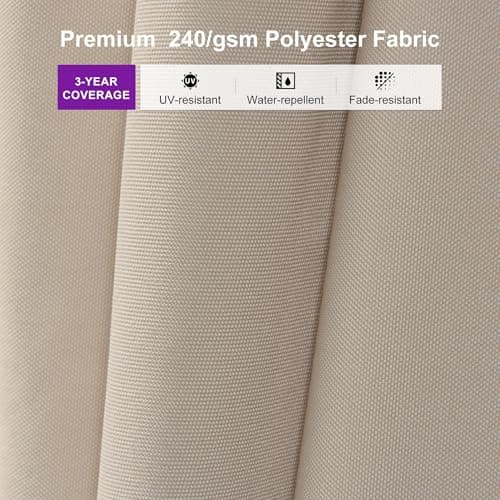 PURPLE LEAF 10'x 10' Patio Cantilever Umbrella Outdoor Square Adjustable Offset Umbrellas with 360-degree Rotation and 8 Heavy Duty Metal Ribs for Garden Deck Pool,Beige — view 3