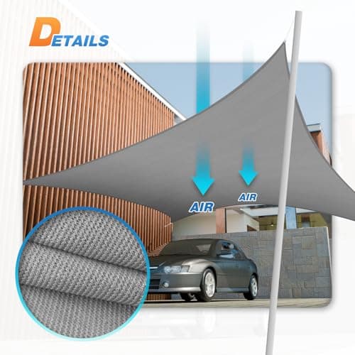 TANG 12' x 14' Sun Shade Sail Rectangle Outdoor Canopy UV Block Sunshades for Patio, Square Shade Cloth for Backyard Porch Deck Garden Pergola Cover, Gray — view 4