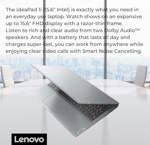 Lenovo IdeaPad 1 Student Laptop, 15.6" FHD Display, Intel Dual Core Processor, 12GB RAM, 256GB SSD + 128GB eMMC, 1 Year Office 365, Wi-Fi 6, SD Card Reader, W11H, Grey, Additional 1 Yr ADP — view 3
