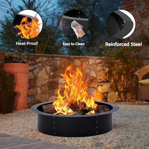 Garvee 36 in Smokeless Fire Pit Ring with Easy 8-Piece Iron Sheet Assembly, Optimized Ventilation for Full Wood Combustion, Weather-Resistant Painted Steel, Above-Ground or Underground for Camping, Ga — view 2