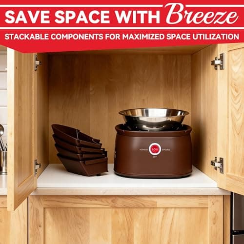 SugarWhisk 2 in 1 Electric Smore Maker & Fondue Set, Marshmallow Roaster with 4 Forks, Indoor Smores Kit for Kids & Couples, Cheese & Chocolate Fondue Pot, 4 Detachable Trays, Brown — view 4