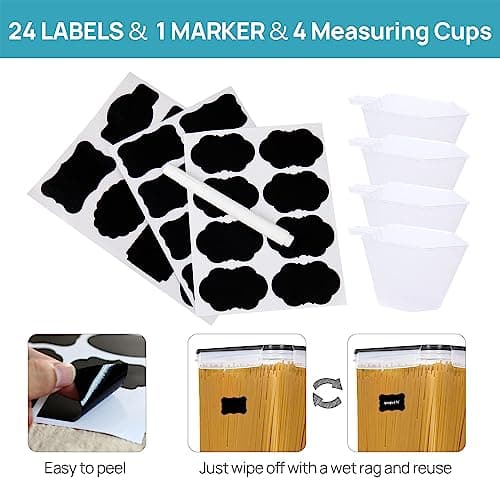 Vtopmart 10 PCS Flour Storage Container, Large Airtight Food Storage Containers with Lids for Kitchen, Pantry Organizers, Black — view 4