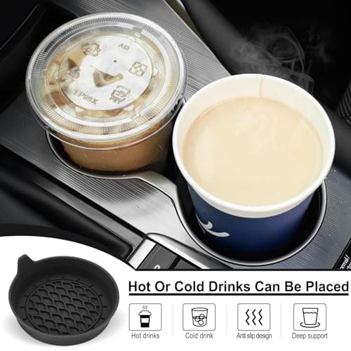 SINGARO Car Cup Holder Coaster, Silicone Cup Holder Insert, Universal Non-Slip Cup Holders, Car Accessories Interior for Women and Man Interior Sets 4 Pack Black — view 2