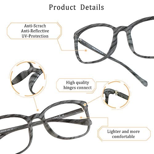 LifeArt Blue Light Blocking Glasses, Anti Eyestrain, Computer Reading Glasses, Gaming Glasses, TV Glasses for Women Men, Anti Glare (Wood, 1.75 Magnification) — view 2