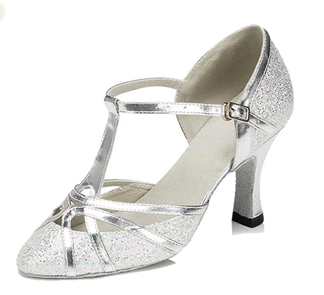 MGM-Joymod T-Starp - Zapatos de baile latino sintéticos con purpurina para mujer, para bodas, bailes de baile latino — view 31