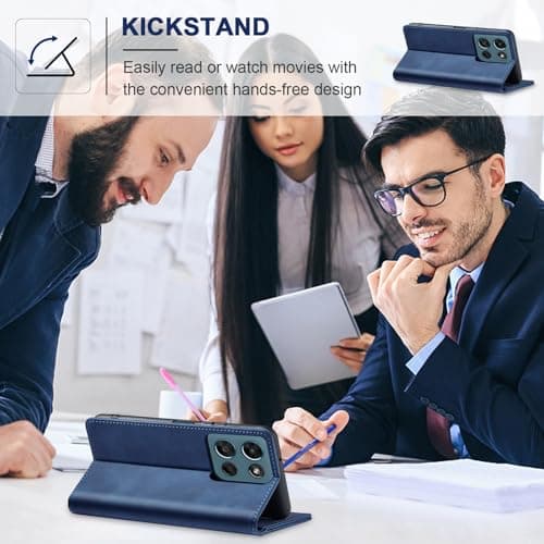 Jasonyu Flip Wallet Case for Moto G Play/G 5G (2026),Leather Magnetic Folio Cover with Card Holder,Kickstand - TPU Shockproof Durable Protective Phone Case,Blue — view 4