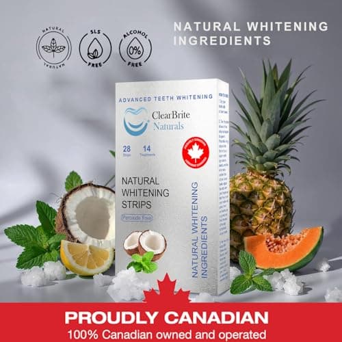 Proudly Canadian ClearBrite Naturals Whitening Strips, Peroxide Free, Coconut Mint Flavour, Natural Active Ingredients, 28 Strips (14 Treatments) — view 3