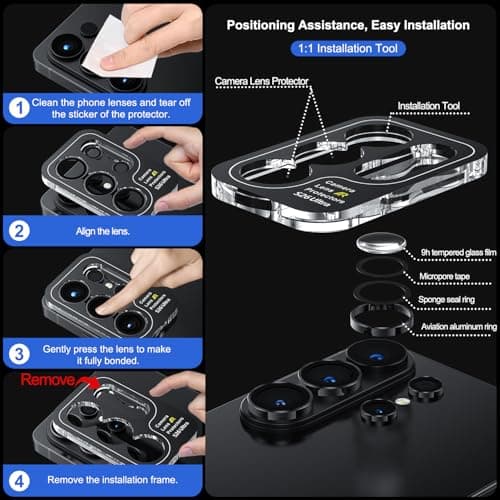 WSKEN for Samsung Galaxy S26 Ultra Camera Lens Protector - Ultra Thin Case Friendly, 9H Shatterproof Tempered Glass with Anti Scratch Metal Circle Camera Screen Protector Cover Accessories, Black — view 5