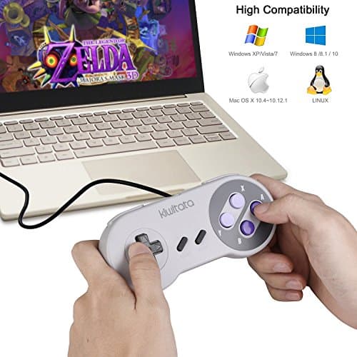 KIWITATA 2X Classic SNES USB Controller for PC Gamings, Retro SNES Wired USB Game Emulator Controller for Windows XP 7 8 11 Mac Raspberry Pi — view 4