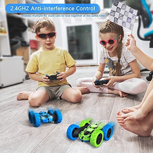 Hamdol Remote Control Stunt Car for Kids, 360° Rotating Double-Sided RC Car with LED Headlights, 4WD 2.4GHz Electric Rechargeable Toy Vehicle for Boys and Girls, Perfect Birthday — view 4