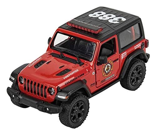 KiNSMART - Jeep Wrangler Rubicon Off Road 4x4 5 inch 1:34 Scale Die Cast Model Replica Toy Car (Rescue Fire)