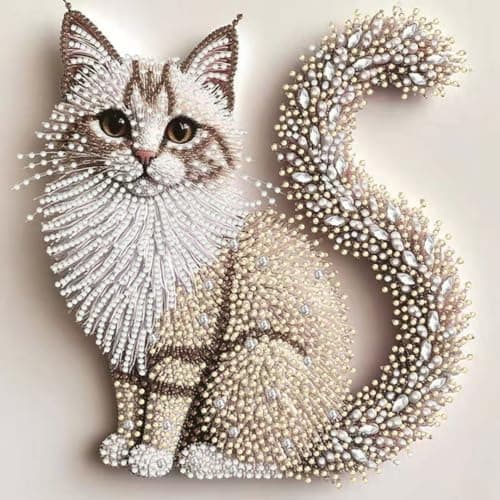 OJTOYART 5D Cat Special Shape Diamond Art Kits for Adults Beginners, Animal Cat Diamond Painting Kits for Adults, DIY Crystal Rhinestones Diamond Painting for Home Wall Decoration 12 × 12inch