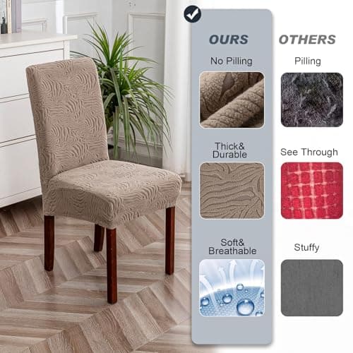 Dining Chair Covers, Chair Covers for Dining Room Stretch Chair Covers Parsons Chair Slipcover, for Dining Room Kitchen Chair Protector Cover, Removable, Washable — view 3