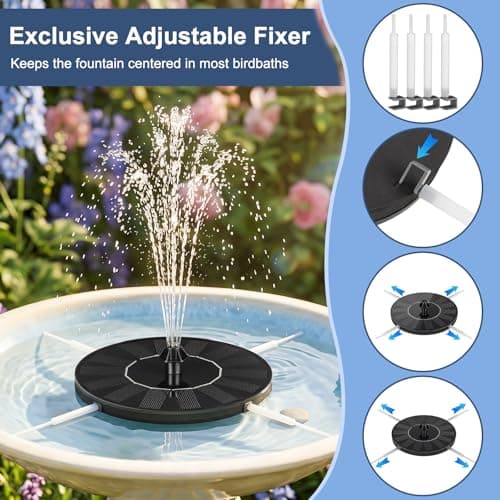 Mademax 1W Solar Bird Bath Fountain Pump, Solar Fountain, Free Standing Floating Solar Powered Water Fountain Pump for Bird Bath, Garden, Pond, Pool, Outdoor — view 2