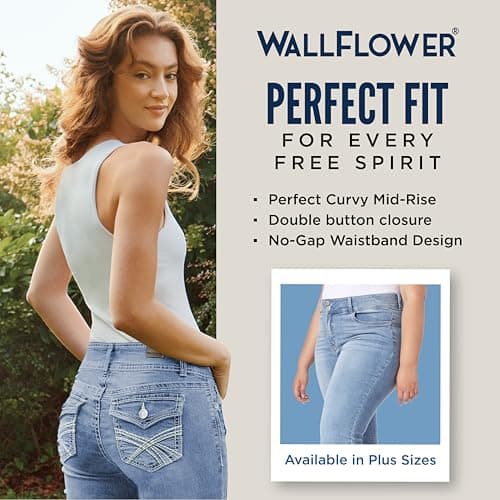 WallFlower Luscious Curvy Bootcut Jeans for Women Mid-Rise Insta Stretch Denim in Petite, Midsize, Plus Size, Juniors Jeans, Twinkle, 20 Plus — view 4