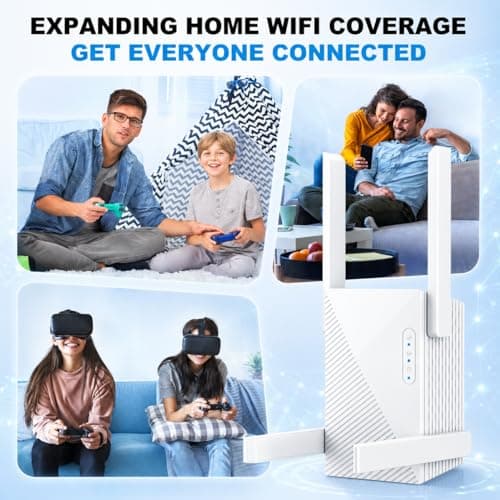 WiFi Extender Signal Booster New Gen 5X Faster Than Ever Signal Amplifier for Home, Longest Range Internet Boosters WiFi Repeater with Ethernet Port Coverage up to 10000 Sq. Ft (White) — view 5