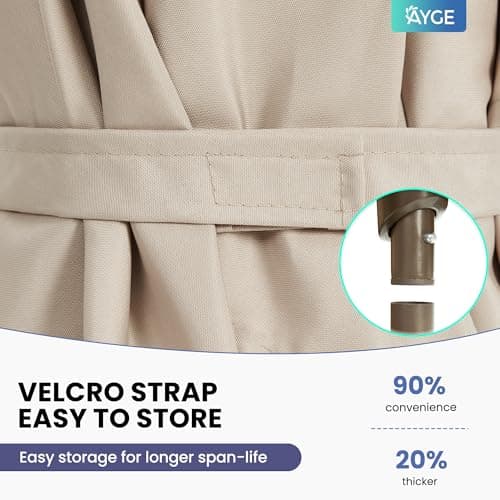 Ayge 6.5x10FT Rectangular Patio Umbrella Outdoor Table Umbrella w/Push Button Tilt & Crank Rectangle Market Umbrella UV Protection for Garden,Deck,Lawn,Yard & Pool,Beige — view 3